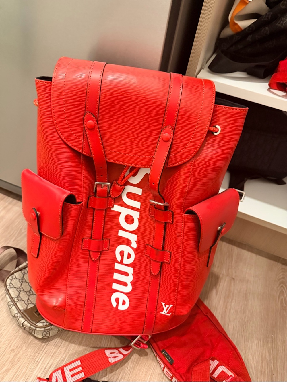 Red Leather Backpack